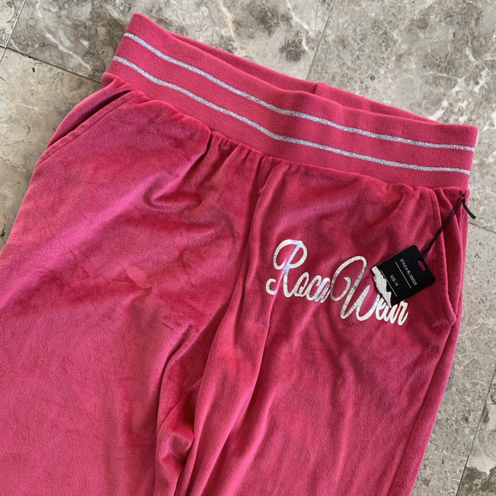 Rocawear Pants Womens 1X Velour Joggers Lounge Pockets Retro Y2K NWT